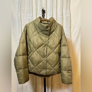 Zara Olive Green Batwing Puffer Jacket